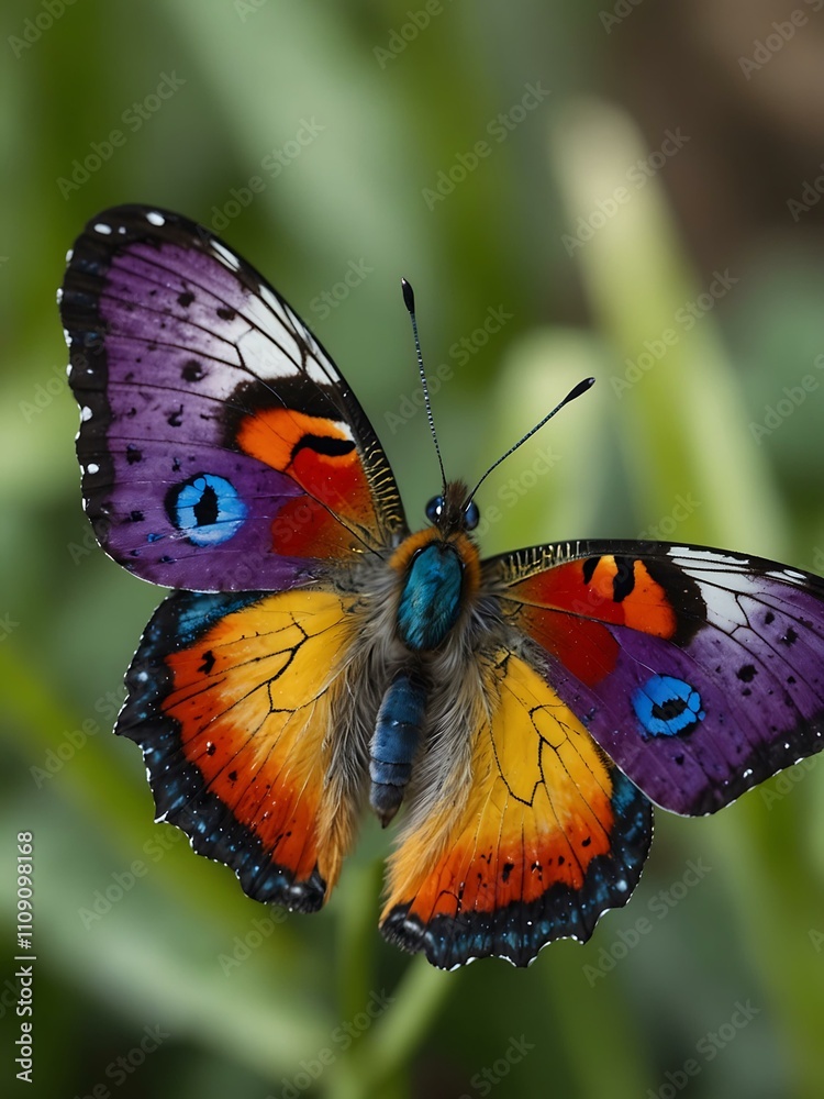 Obraz premium Vibrant butterfly with multicolored wings.