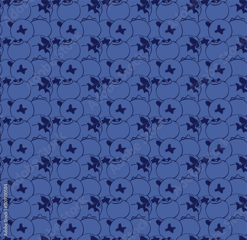 Blueberry, bilberry vector seamless close pattern. Graphic line art drawing of blueberry pattern.