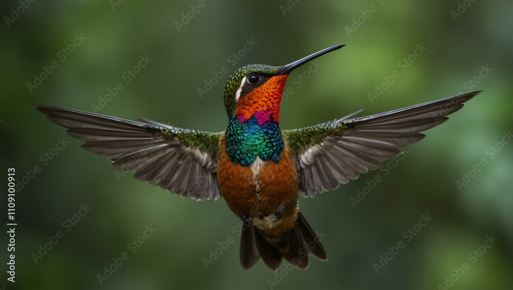 Fototapeta premium Vibrant hummingbird in a Nicaraguan rainforest.