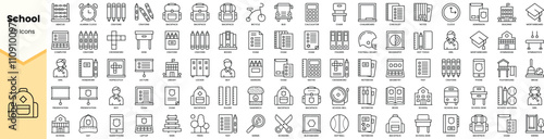 Set of school icons. Simple line art style icons pack. Vector illustration
