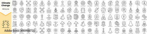 Set of climate change icons. Simple line art style icons pack. Vector illustration