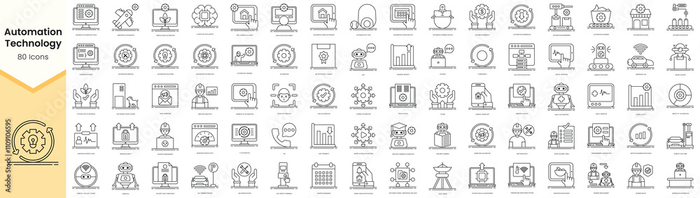 Set of automation technology icons. Simple line art style icons pack. Vector illustration Set of automation technology icons. Simple line art style icons pack. Vector illustration