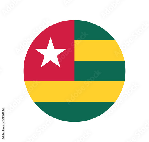 Free Download Vector Togo National Flag icon. Round flag of Togo on white Background. - GFXLoad