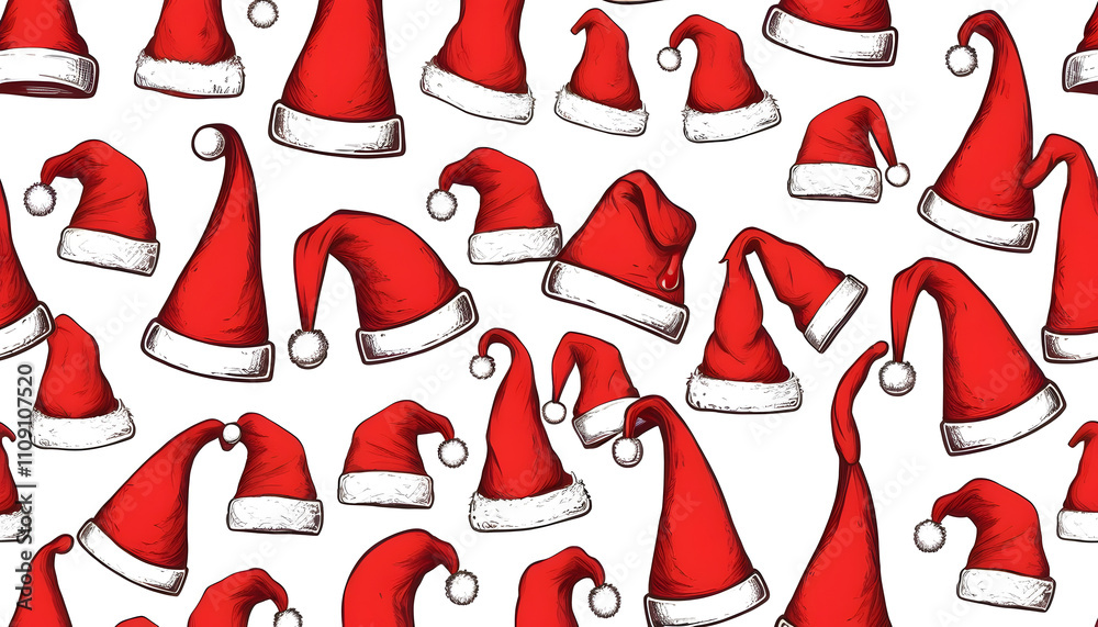 Obraz premium Santa hats pattern