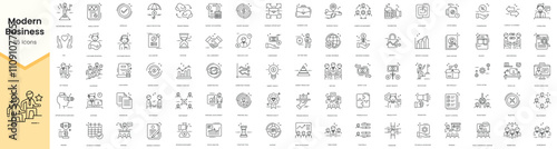 Set of modern business icons. Simple line art style icons pack. Vector illustration