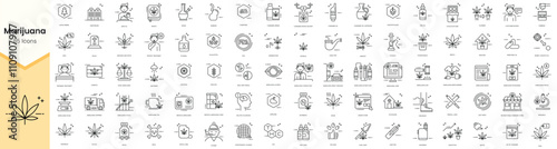 Set of marijuana icons. Simple line art style icons pack. Vector illustration