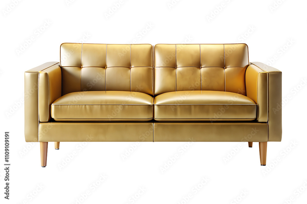 Fototapeta premium golden sofa isolated on transparent background