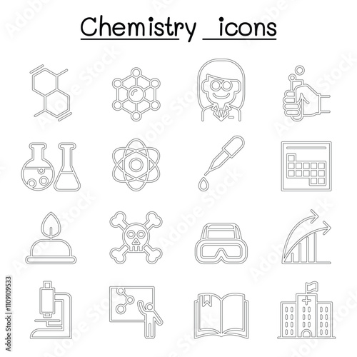 Chemistry icon set in thin line style