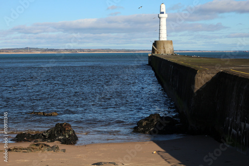 Beacon and peer - Nigg Bay - Aberdeen - Scotland - Grampian - UK photo