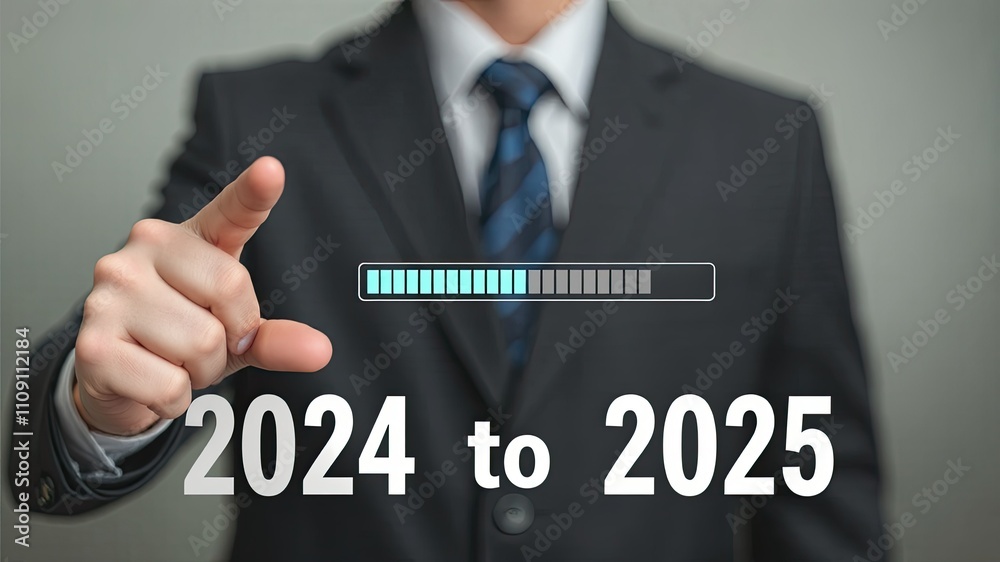 businessman pressing virtual button on on new year 2025 a white background businessman pressing virtual button on on new year 2025 a white background