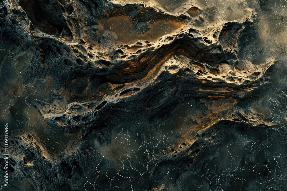 Naklejka premium Abstract Textured Rock Surface with Golden Hues