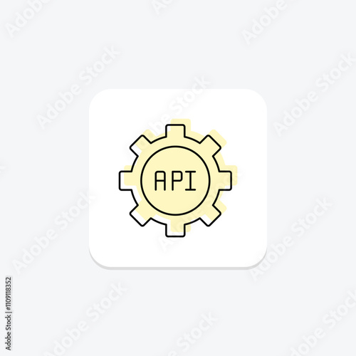 API Development color shadow thinline icon , vector, pixel perfect, illustrator file
