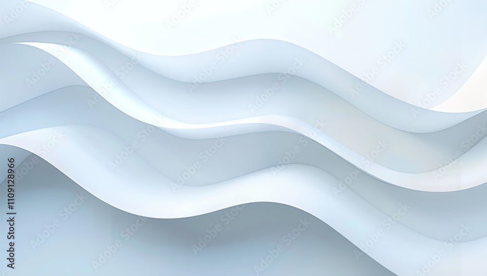 Fototapeta premium Curved, overlapping sheets of white paper create an abstract, flowing pattern with subtle textures and shadows