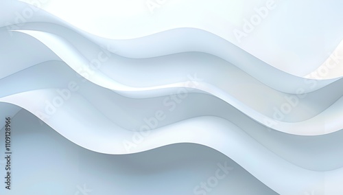 Curved, overlapping sheets of white paper create an abstract, flowing pattern with subtle textures and shadows