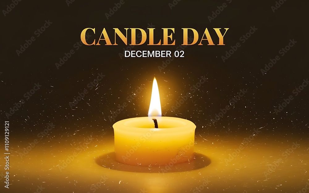 Cinematic Candle Flame with 'Candle Day' Text on Black Background Cinematic Candle Flame with 'Candle Day' Text on Black Background