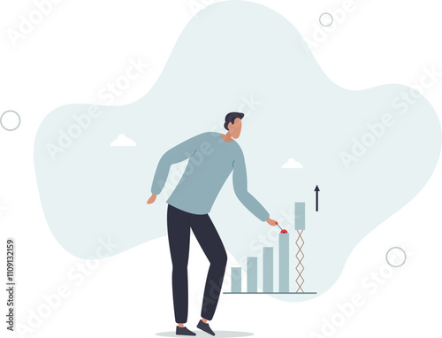 Growing business graph, increase sale or investment growth, profit rising up or revenue growing, development or improvement concept.flat characters.
