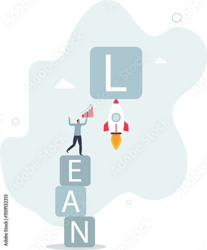 Lean startup using agile methodology to manage company for fast deliver or launch product.flat characters.