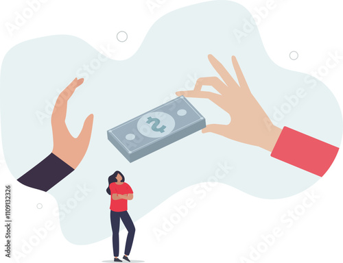 Stop Corruption, refusing to take bribery money concept.flat characters.