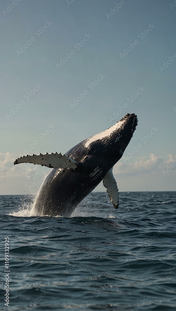 Obraz premium Whale leaping from the ocean.