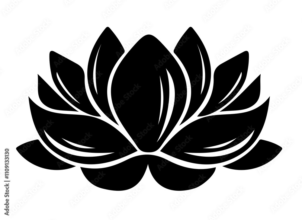 Fototapeta premium Lotus flower in black on white background not IA