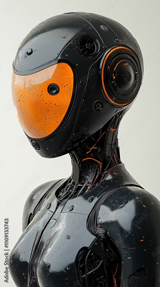 Fototapeta premium Futuristic minimalism showcases award winning robot with sleek design and bright features