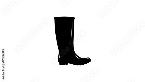 Wellington boots, black isolated silhouette