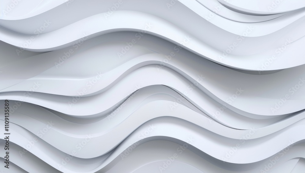 Obraz premium Curved, overlapping sheets of white paper create an abstract, flowing pattern with subtle textures and shadows