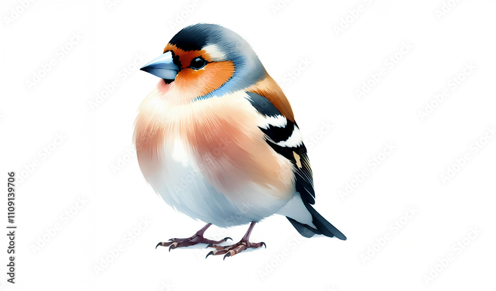 Watercolor bird Finch breed on white background