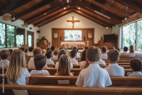 Serene Moment in a School Chapel Setting