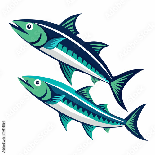 Vector Illustration of Mackerel on White Background