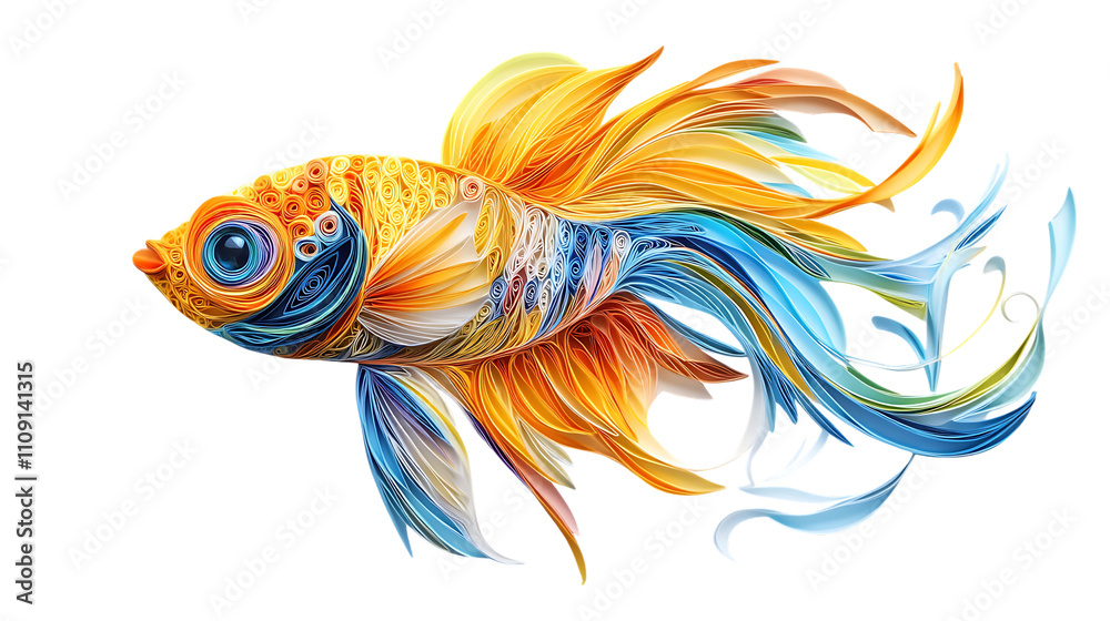 Fototapeta premium Colorful Abstract Goldfish with Vibrant Flowing Fins and Scales