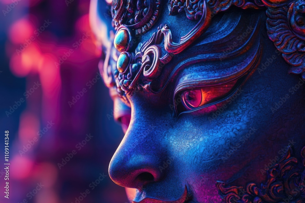 A close-up shot of a statue featuring a woman's face, suitable for use in artistic or decorative contexts A close-up shot of a statue featuring a woman's face, suitable for use in artistic or decorative contexts
