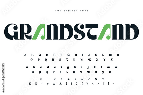Grandstand Stylish alphabet display vector font and Beautiful luxury Font