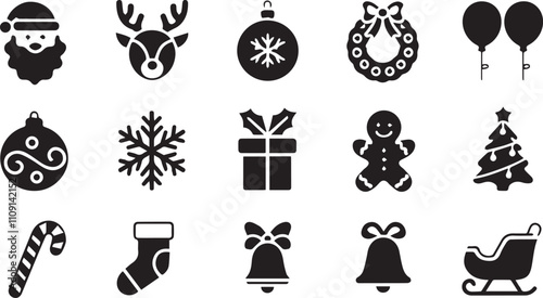 Christmas elements set icons design