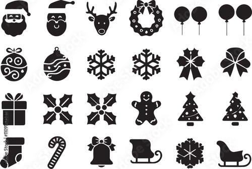 Christmas elements set icons design