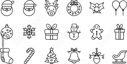 Christmas elements set icons design