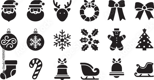 Christmas elements set icons design
