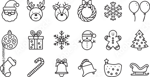 Christmas elements set icons design