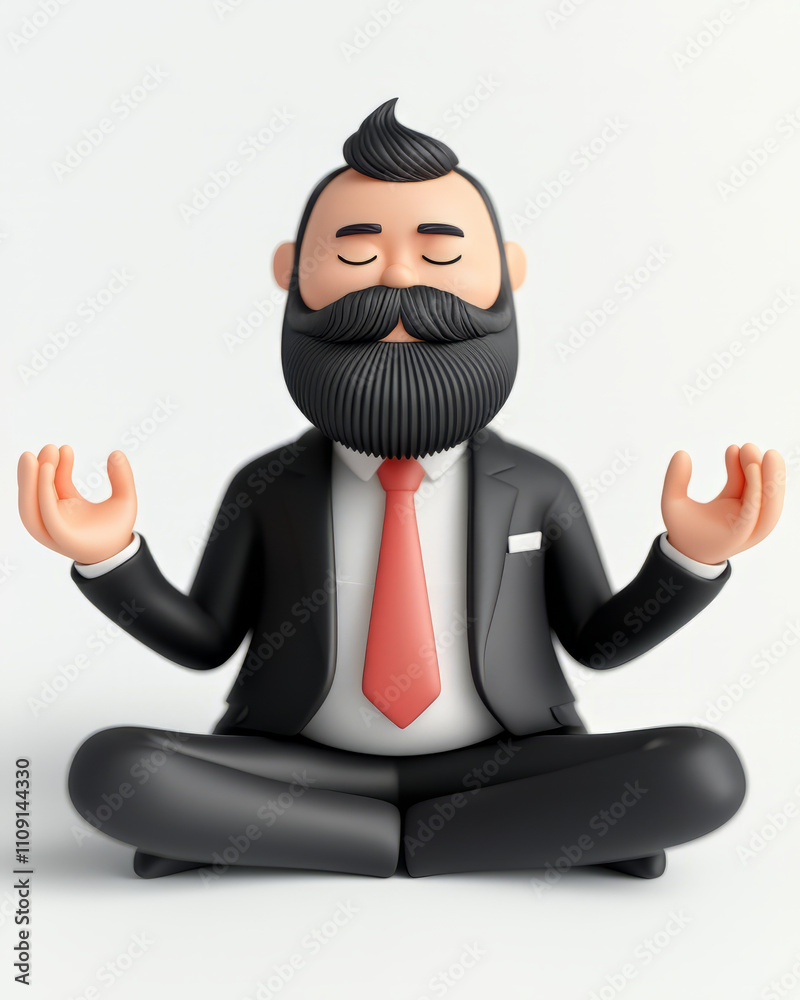 Mindful businessman meditating in suit, promoting work life balance Mindful businessman meditating in suit, promoting work life balance