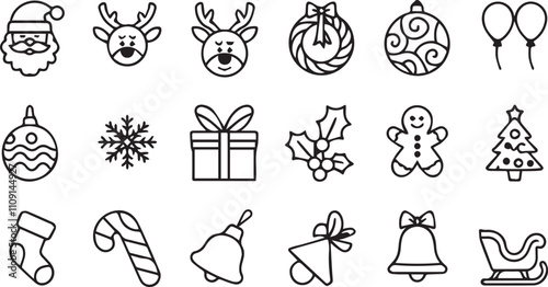 Christmas elements set icons design