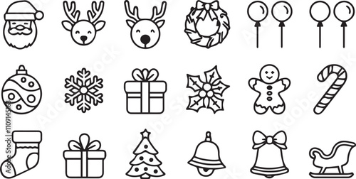 Christmas elements set icons design