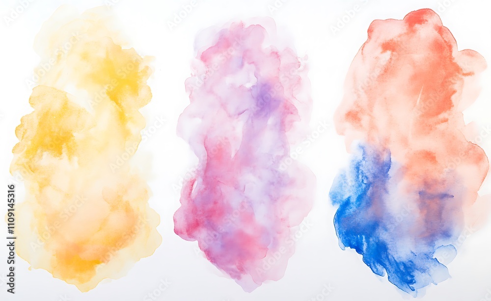 Fototapeta premium Colorful pastel watercolor paint powder splashed on a white background