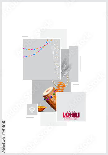 Happy Lohri holiday background for Punjabi festival. Vector illustration