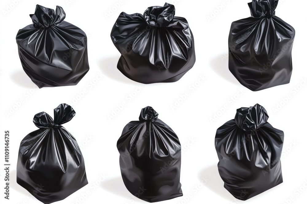 Stacked black bags, great for various uses such as storage or decoration