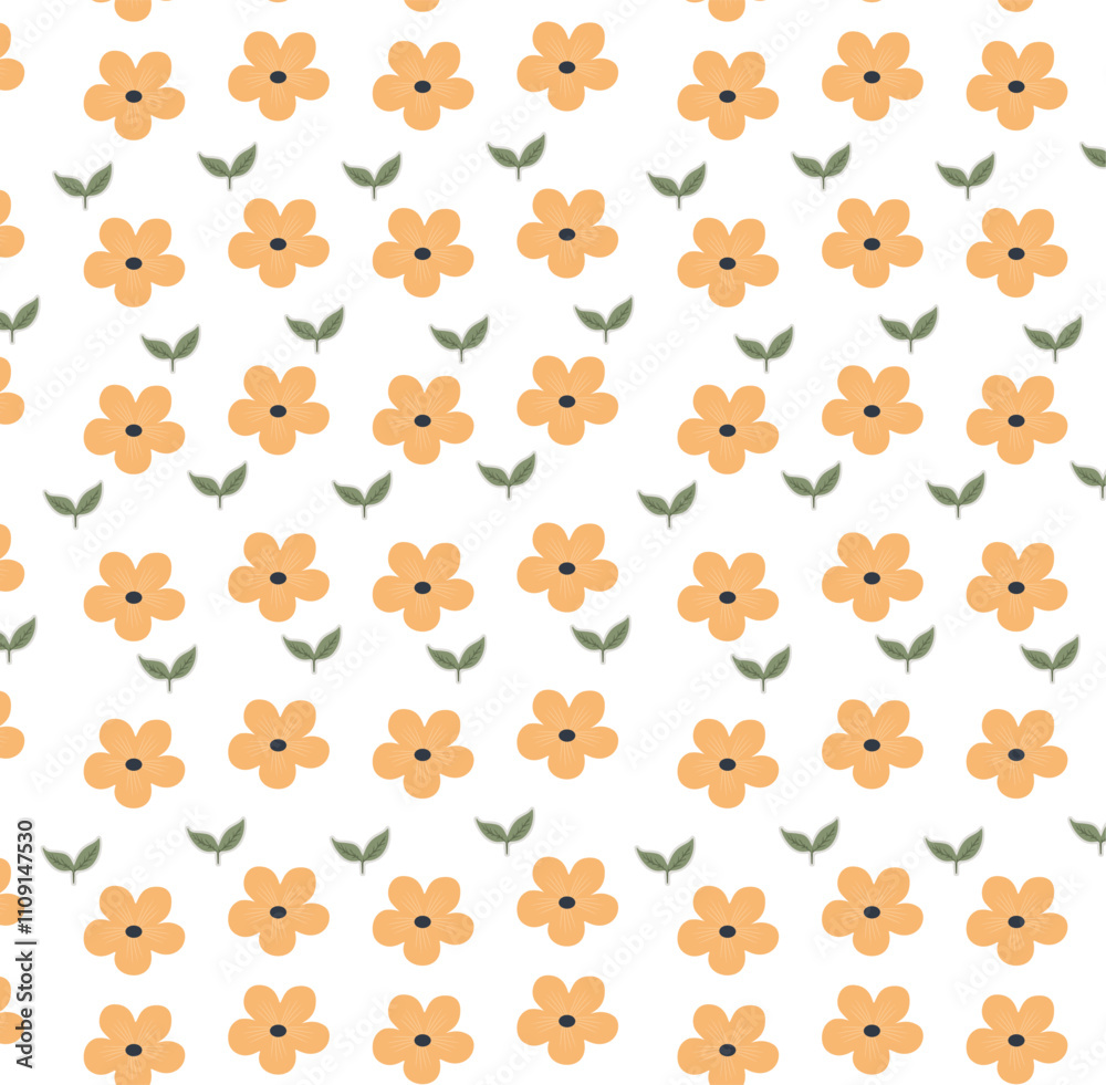 Fototapeta premium Seamless pattern with flowers and plants