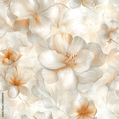 Elegant Beige Floral Seamless Pattern