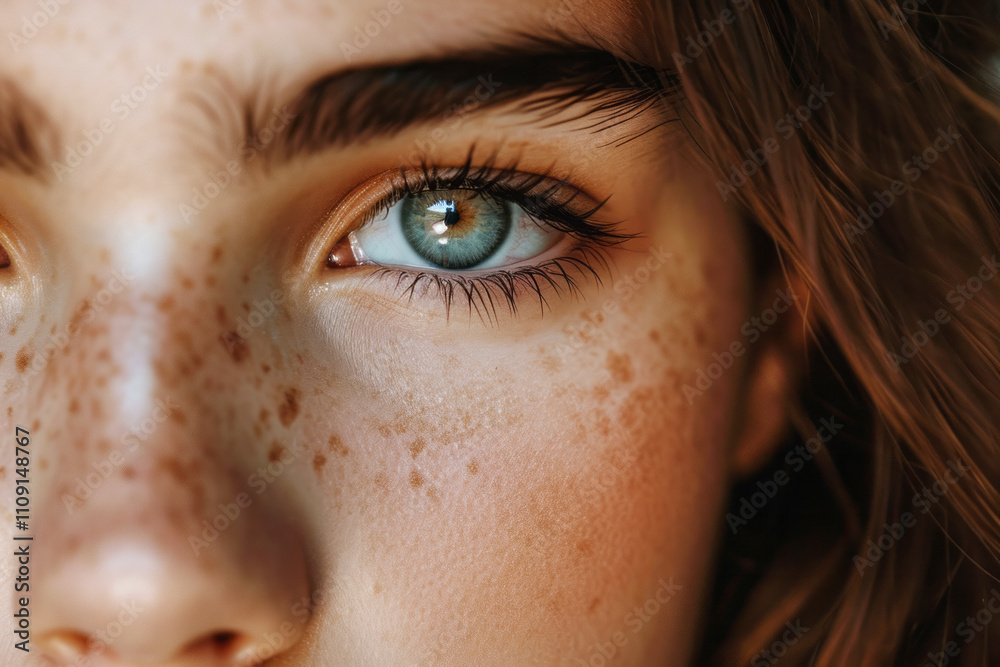 Fototapeta premium Close-up beauty portrait highlighting captivating woman’s eyes of model
