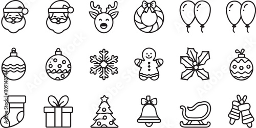 Christmas elements set icons design