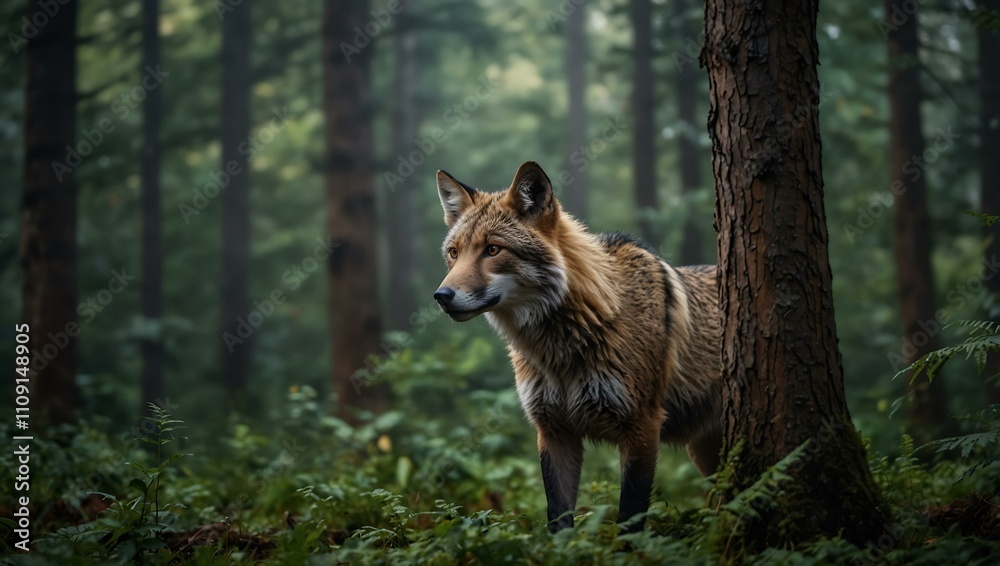 Fototapeta premium Wild animal in a forest setting.