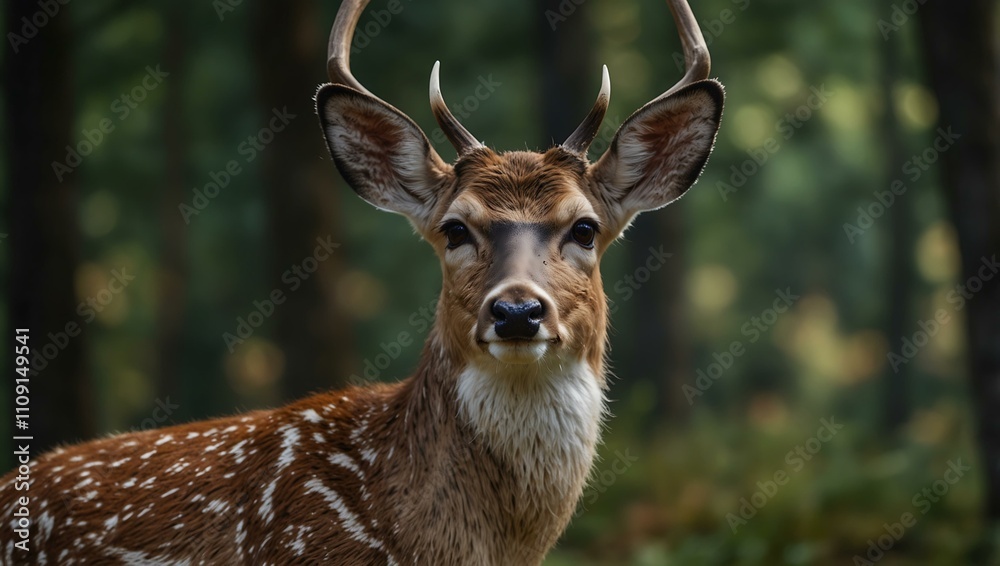 Fototapeta premium Wild fallow deer in nature, close-up view.